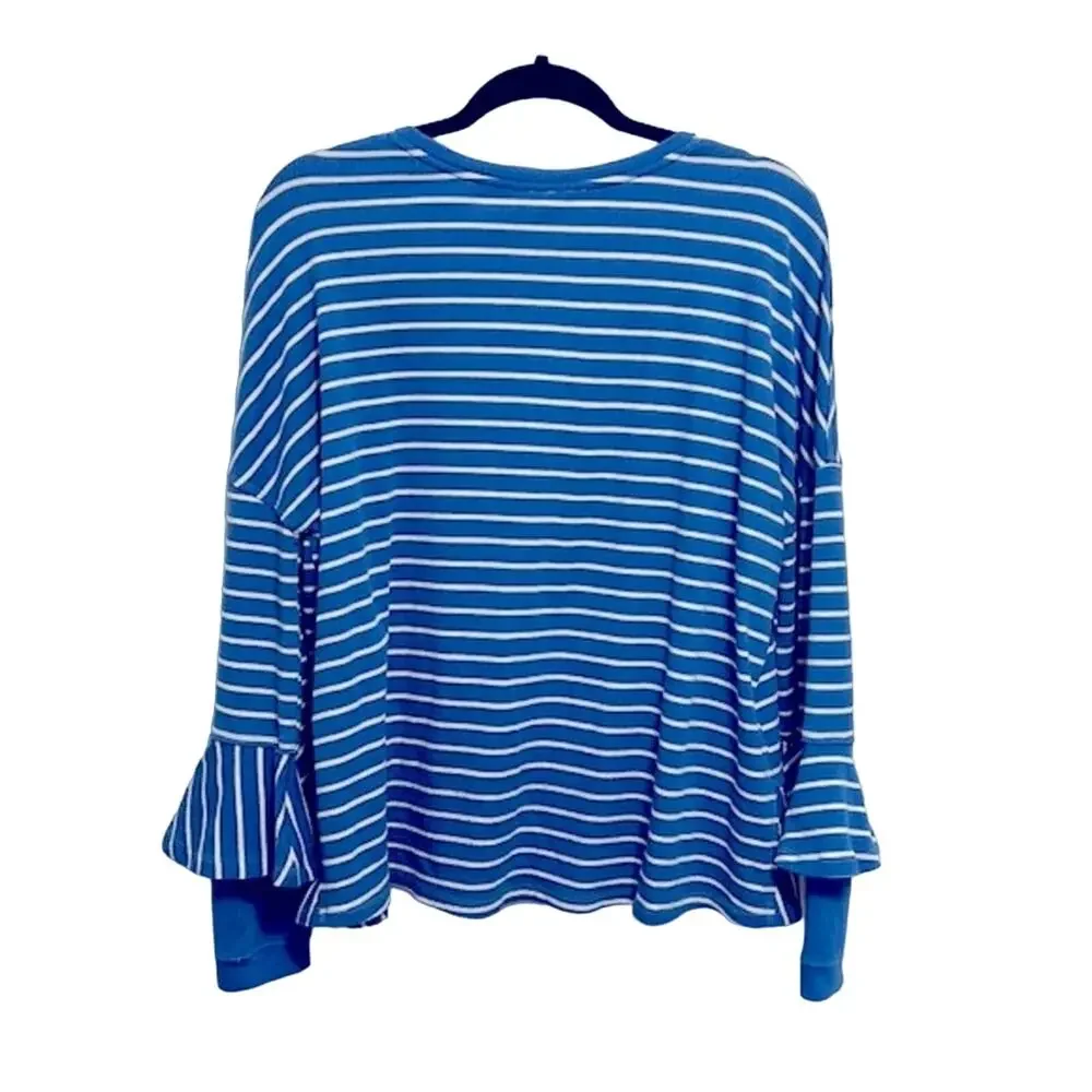 We the free, Free People Round About Blue and White Striped Top size medium